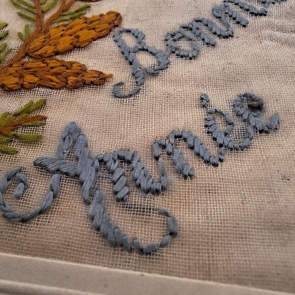 Vintage PR Bonne Année Embroidered Postcard Cottage Pinecones Embossed Frame Fra - Picture 7 of 8